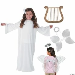 Best Pirce β€οΈ Kidsβ S/M White Angel Gown with Harp β