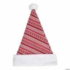 Cheap ๐ Northlight 17" Red and White Nordic Striped Santa Hat With Pom Pom ๐