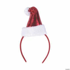 Wholesale β€οΈ Shiny Santa Hat Headbands - 6 Pc. β
