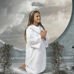 Cheapest 🤩 Skeleteen kids Angel Costume with Halo - Long White Angelic Gown with Silver Heavenly Halo Headband for Children's Costumes 😍 -Christmas Costumes Sales Store skeleteen kids angel costume with halo long white angelic gown with silver heavenly halo headband for childrens costumes14262734 a02NOWA